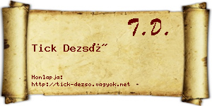 Tick Dezső névjegykártya